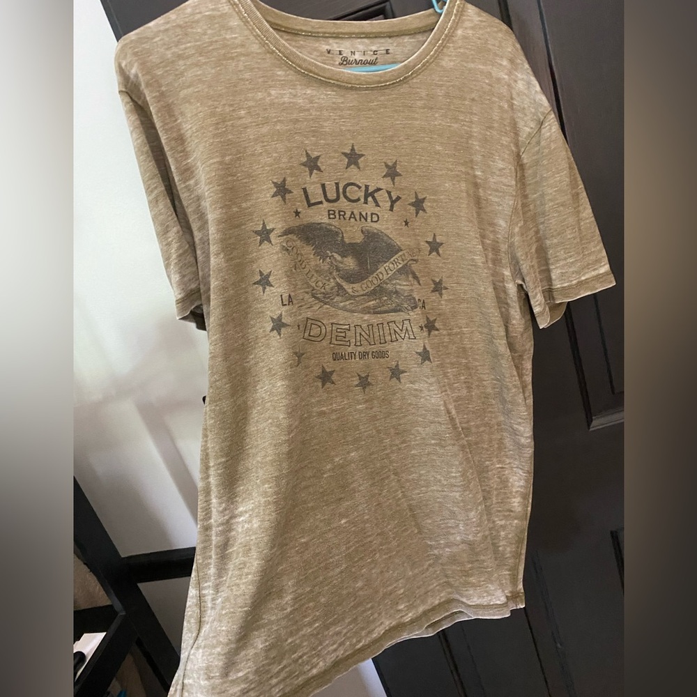 Lucky Brand Tan Short Sleeve Tees Vintage Style
